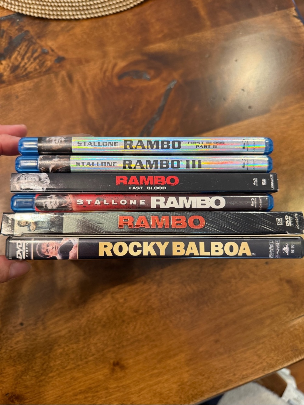Stack of DVD movie cases